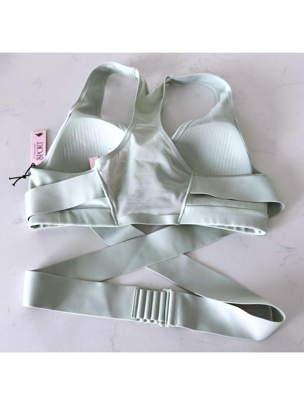 Victoria's Secret VSX Elevate Soft Green Plunge Wrap Sports Bra Size Small - Picture 2 of 3